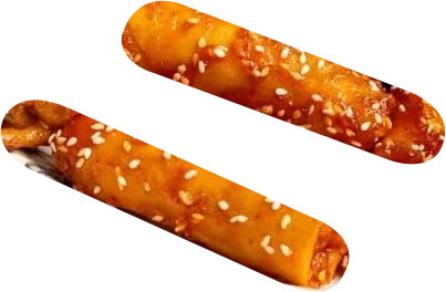 Dua popia sira bersalut sos dan bijan Dua popia sira bersalut sos dan bijan